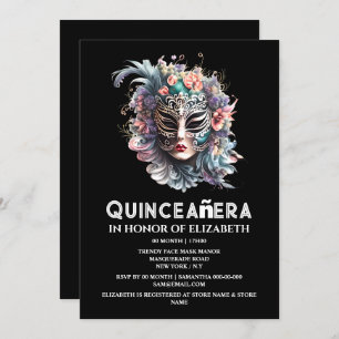 Lila aquamariner MaskenGeburtstag Einladung