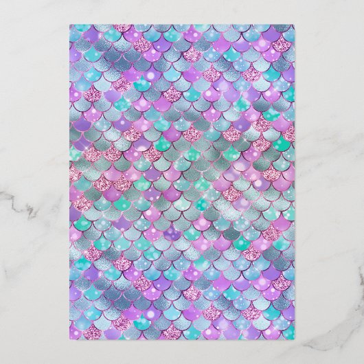 Lila Aquamariner Mermaid Schwanz Dark Quinceanera Folieneinladung (Rückseite)