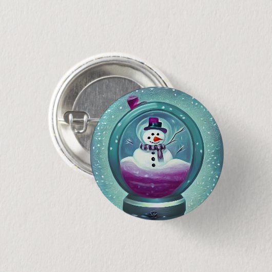 Lila Aquamariner Schneeglobe Button (Vorne & Hinten)