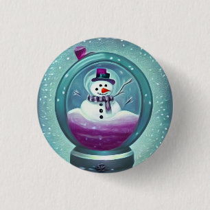 Lila Aquamariner Schneeglobe Button