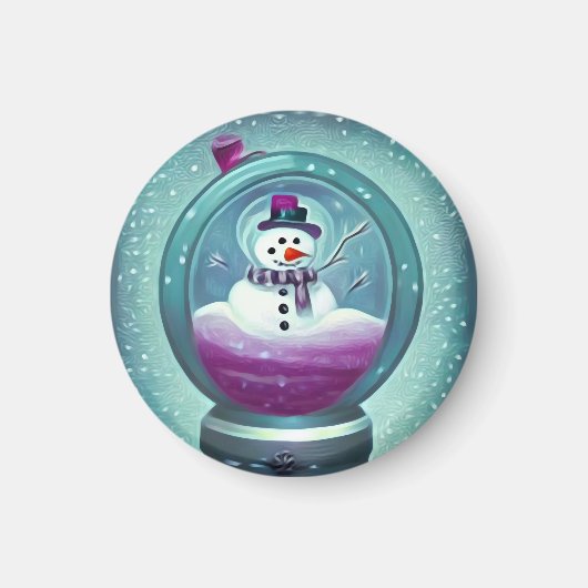 Lila Aquamariner Schneeglobe Magnet (Vorne)