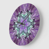 Lila Aquamariner schwarzer Blumenstar Snowflake Große Wanduhr (Winkel)