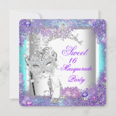 Lila Aquamarines 16 . Geburtstag 16 Masquerade Par Einladung (Vorderseite)