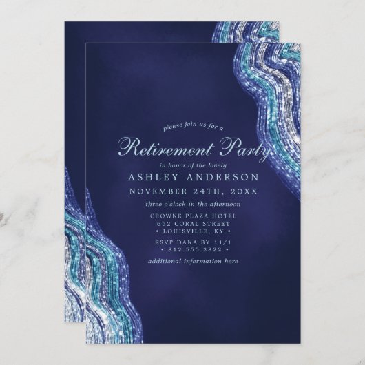 Lila Aquamarines Agate Geode Gemstone Retirement P Einladung (Vorne/Hinten)