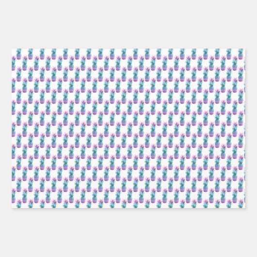 Lila Aquamarines Ananas-Muster Geschenkpapier Set (Vorderseite 3)