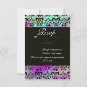 LILA AQUAMARINES AQUA BLUE BLACK DAMASK MONOGRAM U RSVP KARTE (Rückseite)