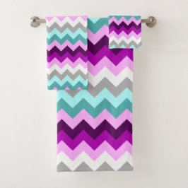Lila Aquamarines Chevrons Badetuch Set