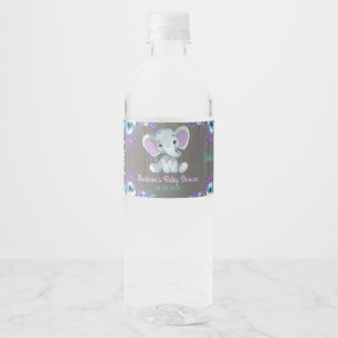 Lila Aquamarines Elefant-Wasserflaschenlabel für Wasserflaschenetikett