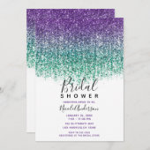 Lila Aquamarines Funkelnd Glitzer Brautparty Einladung (Vorne/Hinten)