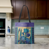 Lila Aquamarines Gold Vintage Blumen-Iris Monogram Tasche