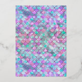 Lila Aquamarines Kleid Mermaid Schwanz Quinceanera Folieneinladung (Rückseite)