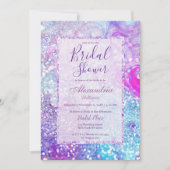 Lila aquamarines Lavendel Glitzer Brautparty Einladung (Vorderseite)