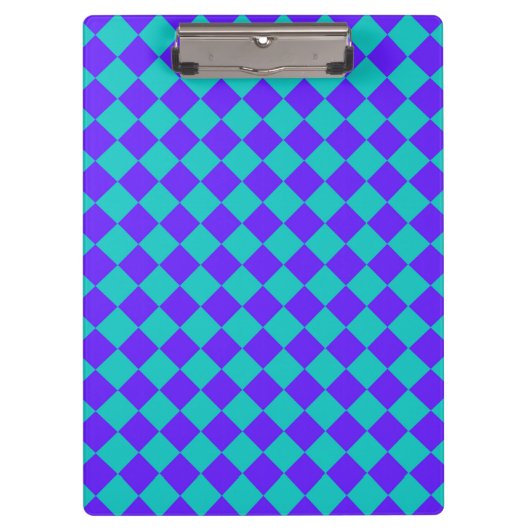 Lila Aquamarines Schachbrett Diamantmuster Klemmbrett (Vorderseite)