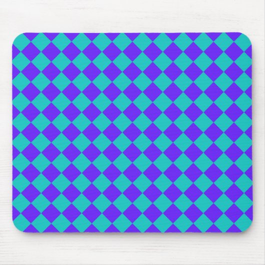 Lila Aquamarines Schachbrett Diamantmuster Mousepad (Vorne)