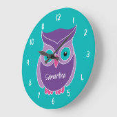 Lila Aquamarines Schaf Kids Personalisiert Tier Große Wanduhr (Winkel)