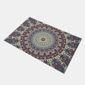 Lila Aquamarines und Creme Mandala Muster Fußmatte (Schrägansicht)