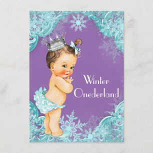 Lila Aquamarines Winter Onederland 1. Geburtstag P Einladung