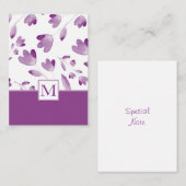 Lila Aquarell-Blume Mitteilungskarte (Vorne/Hinten)