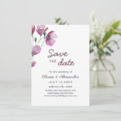 Lila Aquarell-Blume. Stilvolle Blumenhochzeit Save The Date (Stehend Vorderseite)