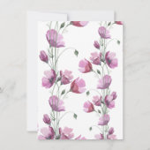 Lila Aquarell-Blume. Stilvolle Blumenhochzeit Save The Date (Rückseite)