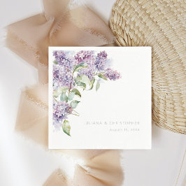 Lila-Aquarell-Blumen-Botanische-Hochzeitspapier Serviette