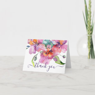 Lila Aquarell-Blumen Dankeskarten Karte