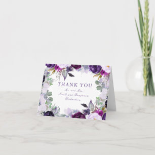 Lila Aquarell-Blumen Hochzeit Danke