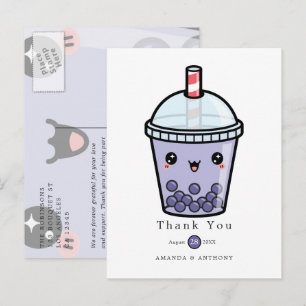 Lila Aquarell-Blumen-Hochzeit-Dankeschön-Postkarte Postkarte