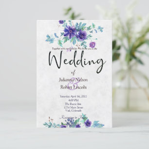 Lila Aquarell-Blumen-Hochzeitseinladung Einladung