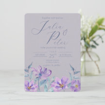 Lila Aquarell-Blumen-Hochzeitseinladung