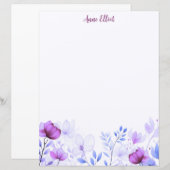 Lila Aquarell-Blumen-Papierwaren (Vorne/Hinten)