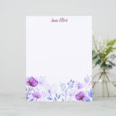 Lila Aquarell-Blumen-Papierwaren (Stehend Vorderseite)