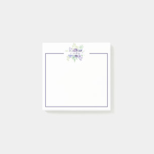 Lila Aquarell-Blumen personalisiert Post-it Klebezettel