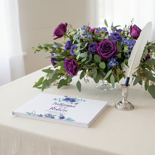 Lila Aquarell Blumenbuch Gästebuch