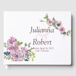 Lila Aquarell Blumenbuch Gästebuch