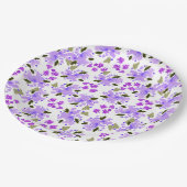 Lila Aquarell Blumengarten Papier Teller (Schrägansicht)
