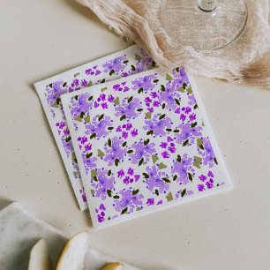 Lila-Aquarell-Blumengarten-Servietten Serviette