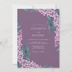 Lila Aquarell Blumenhochzeit Einladung