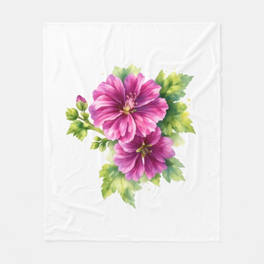 Lila Aquarell-Blumenillustration Fleecedecke (Vorderseite)