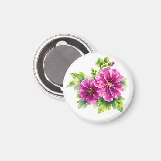 Lila Aquarell-Blumenillustration Magnet (Vorderseite/Rückseite)