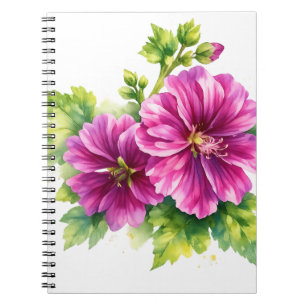 Lila Aquarell-Blumenillustration Notizblock