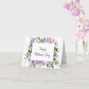 Lila Aquarell-Blumenrahmen Muttertag Karte