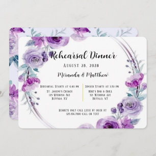 Lila Aquarell Blumenstrauß Probe Abendessen Einladung