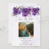 Lila Aquarell-Chrysantheme Save The Date (Vorderseite)