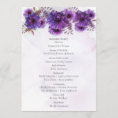 Lila Aquarell-Chrysanthemen-Hochzeit Programm (Rückseite)