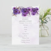 Lila Aquarell-Chrysanthemen-Hochzeit Programm (Stehend Vorderseite)