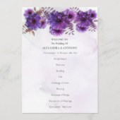 Lila Aquarell-Chrysanthemen-Hochzeit Programm (Vorderseite)