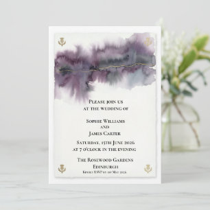 Lila Aquarell-Distel-Hochzeitseinladung Einladung