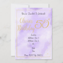 Lila Aquarell & Goldrand Geburtstag