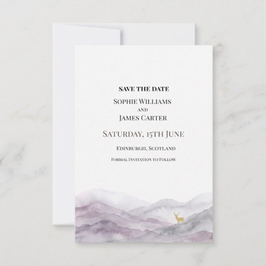 Lila-Aquarell-Hochzeit Save The Date (Vorderseite)